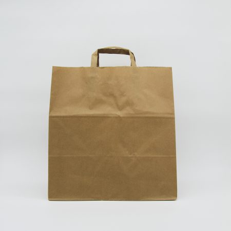 Shopping bag with flat handle raw cut